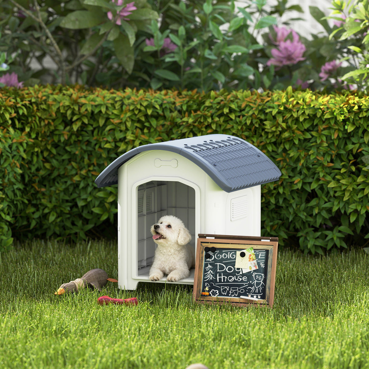 Caseta exterior de plástico para perros pequeños
