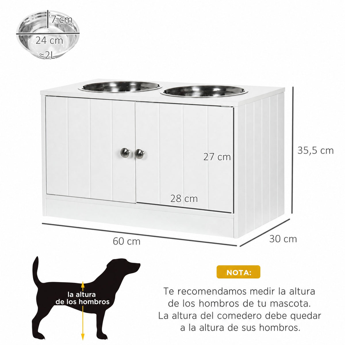 Comedero elevado para perros con 2 cuencos de acero inoxidable
