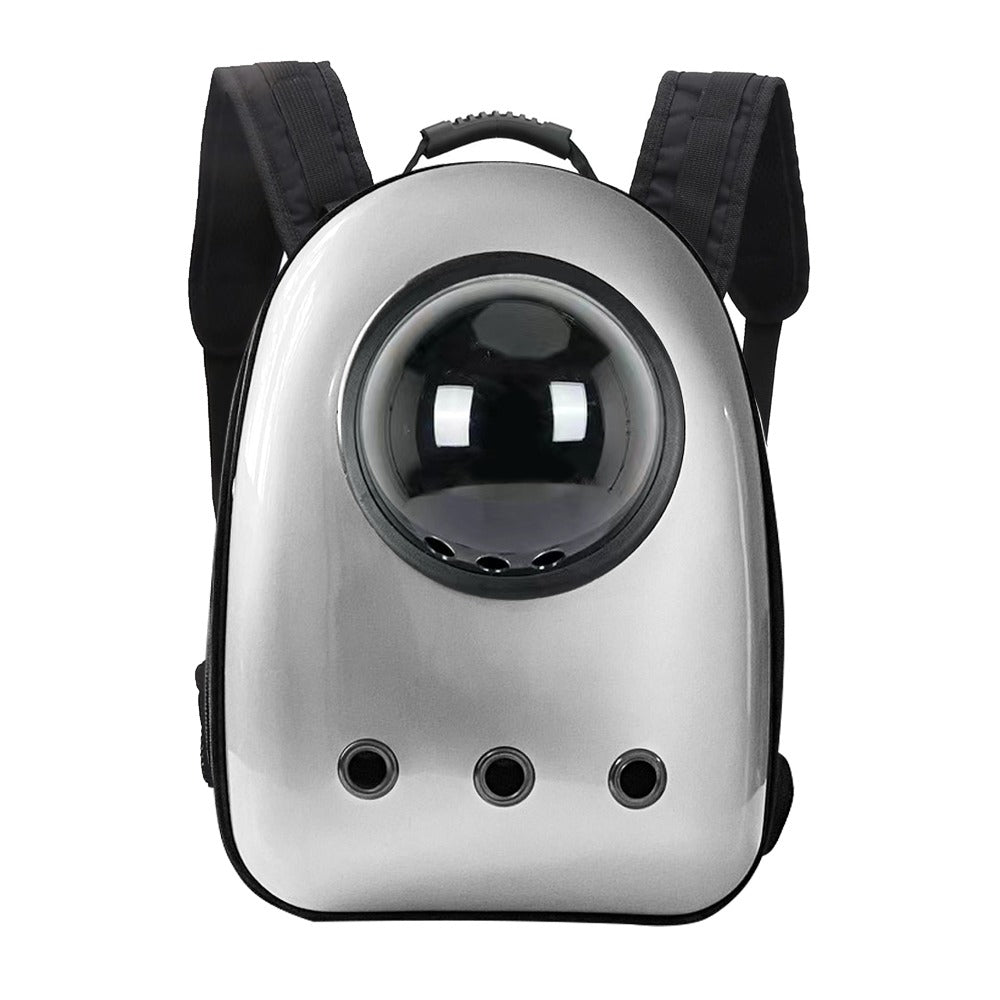Mochila transportín para gatos y perros pequeños, plateada