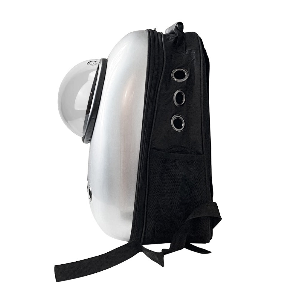 Mochila transportín para gatos y perros pequeños, plateada, foto 3 de 5