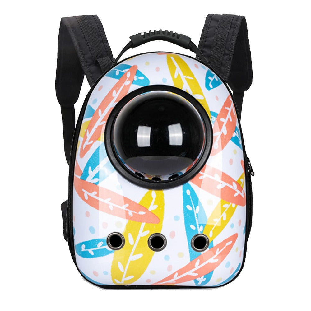 Mochila transportín para gatos y perros pequeños, blanca con hojas
