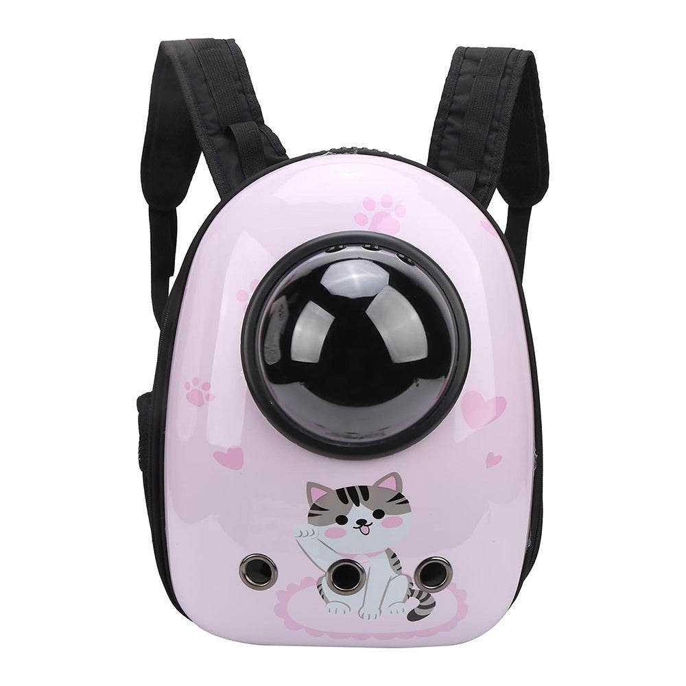 Mochila transportín para gatos y perros pequeños, rosa con gatito