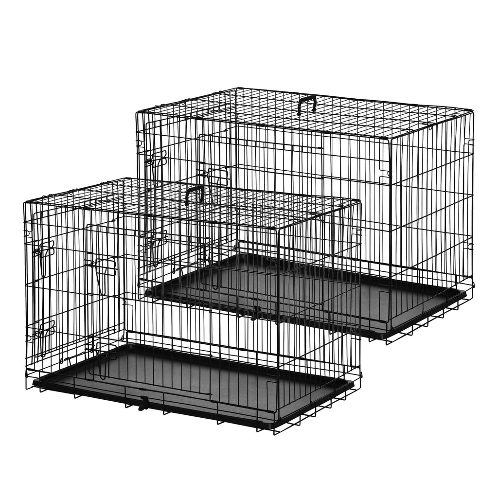 Pack de 2 jaulas plegables de acero para perros, 92 x 57 x 62,5 cm, negro, foto 4 de 9