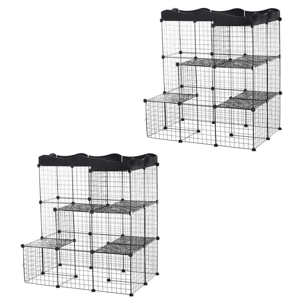 Pack de 2 recintos modulares de 3 niveles con rampa para animales pequeños, negro, foto 8 de 9