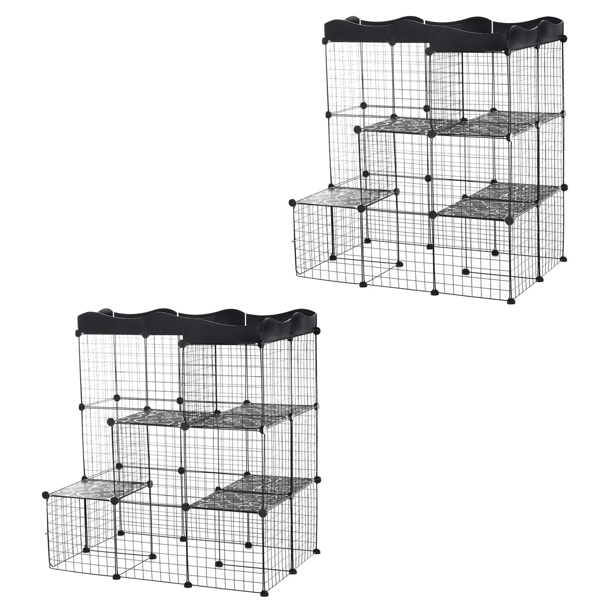 Pack de 2 recintos modulares de 3 niveles con rampa para animales pequeños, negro, foto 8 de 9