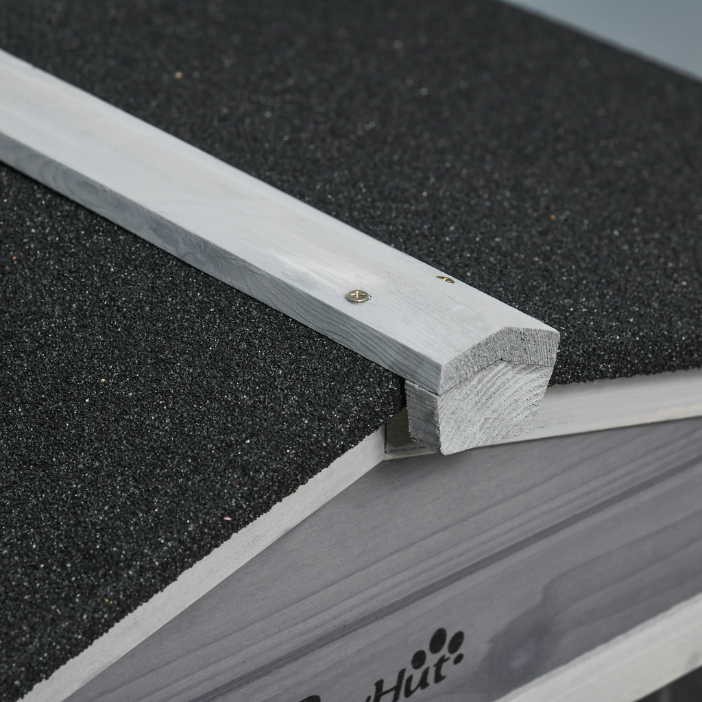 Conejera de exterior de madera con ruedas y 2 pisos, 157 x 53 x 99,5 cm, gris