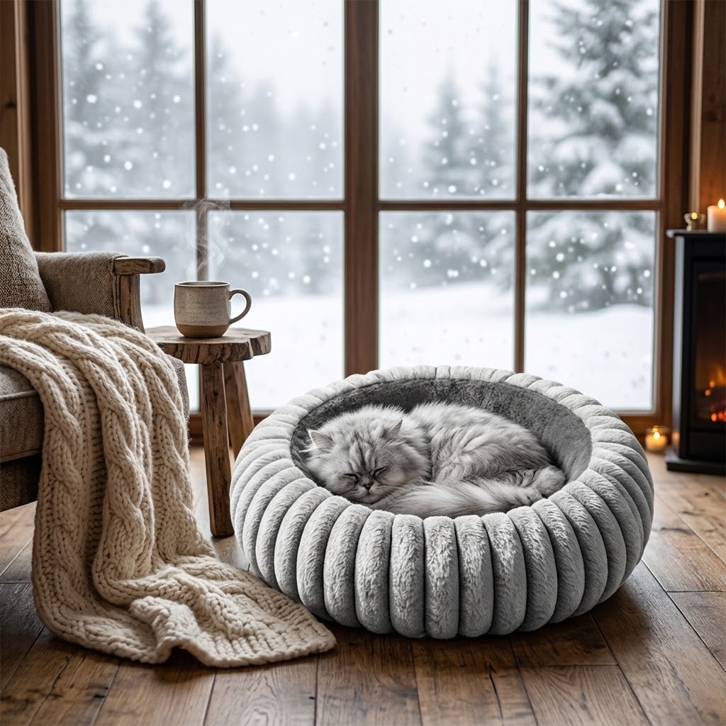 Cama térmica USB para perros y gatos en ambiente cálido de invierno