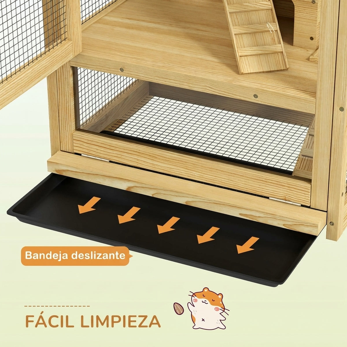 Jaula de madera para hámster de 5 niveles