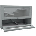 Jaula de madera para hámster con rampa y techo abatible, 60 x 35 x 42 cm, gris