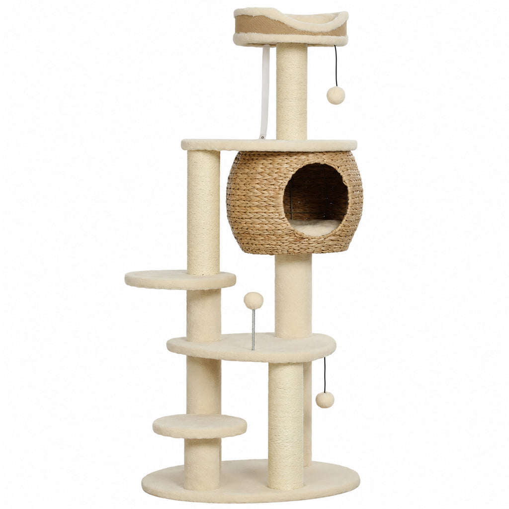 Árbol rascador para gatos de 132 cm con 4 niveles