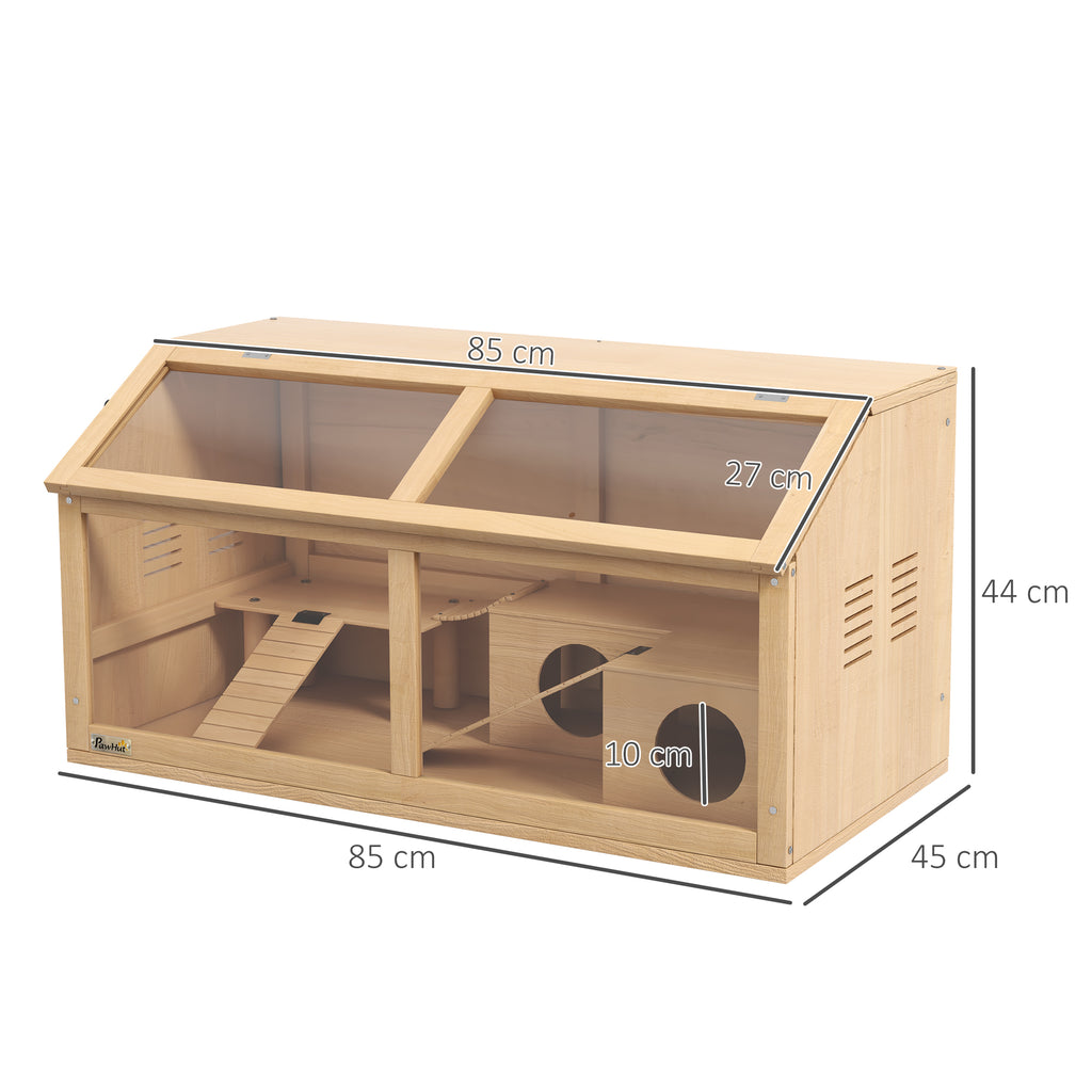 Jaula de madera para hámster con cabaña y escaleras, 85 x 45 x 44 cm