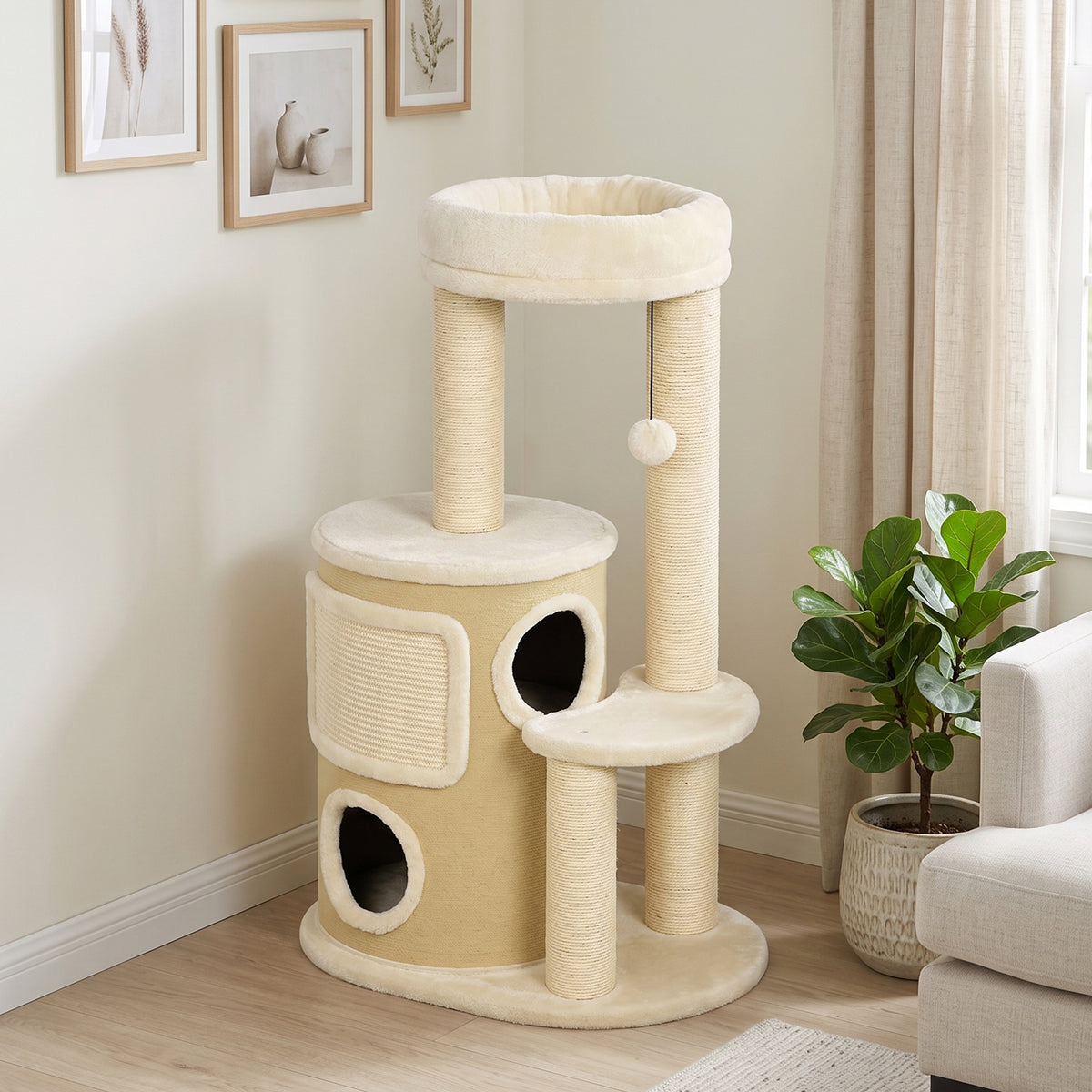 Árbol rascador para gatos de 4 niveles con dos nichos