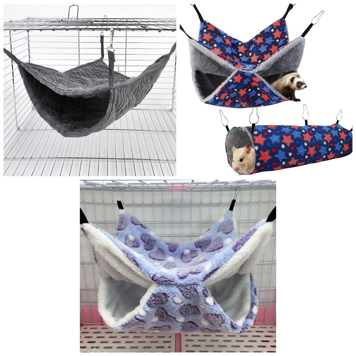 Pack descanso para hurones: hamaca de felpa, set de hamaca y túnel y saco de dormir