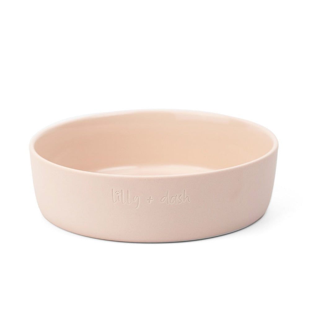 Cuenco minimalista de cerámica para mascotas – Cuarzo rosa
