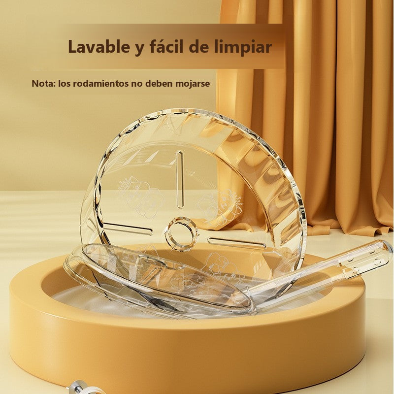 Rueda silenciosa de acrílico para hámster con soporte