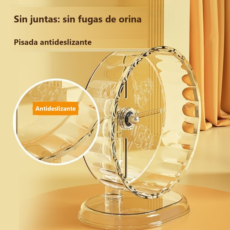 Rueda silenciosa de acrílico para hámster con soporte