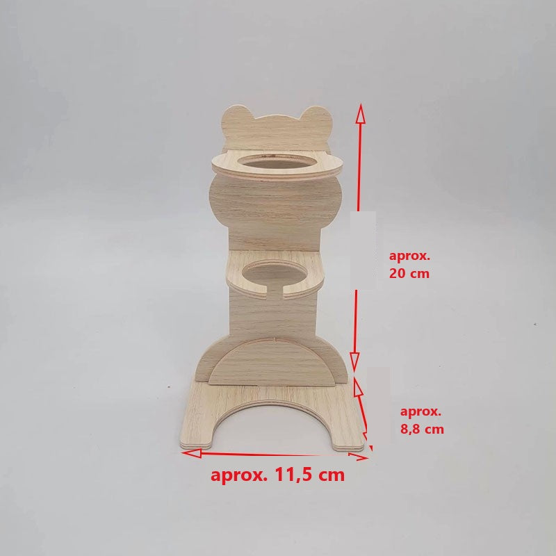 Soporte de madera con forma de osito para bebedero de hámster