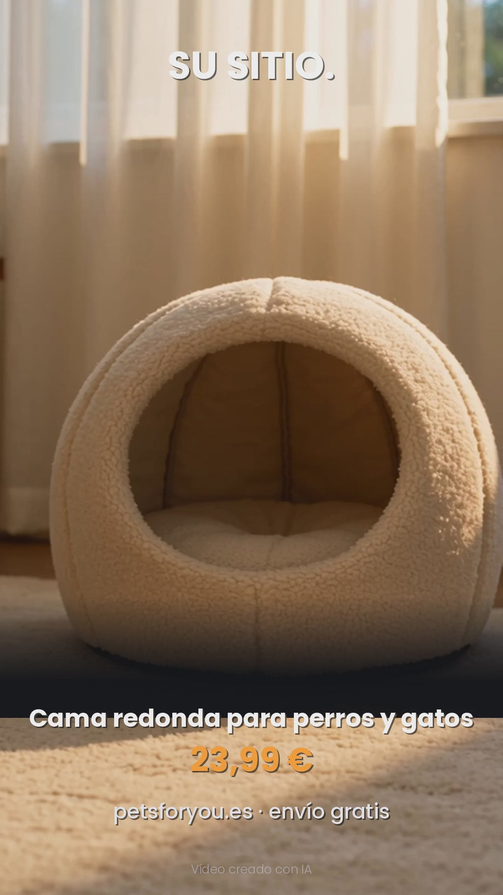Cama redonda de tela para mascotas, vídeo del producto