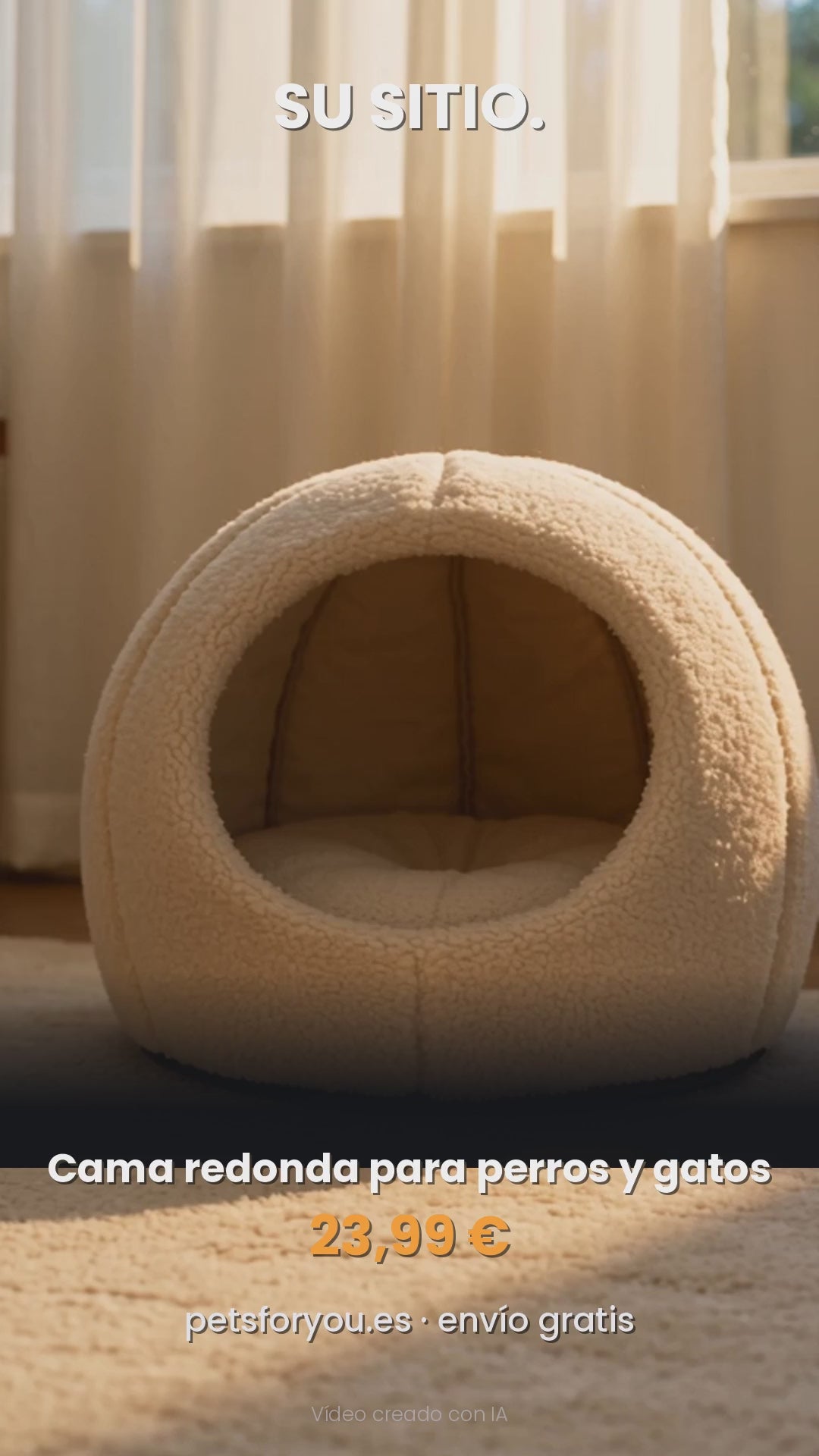 Cama redonda de tela para mascotas, vídeo del producto
