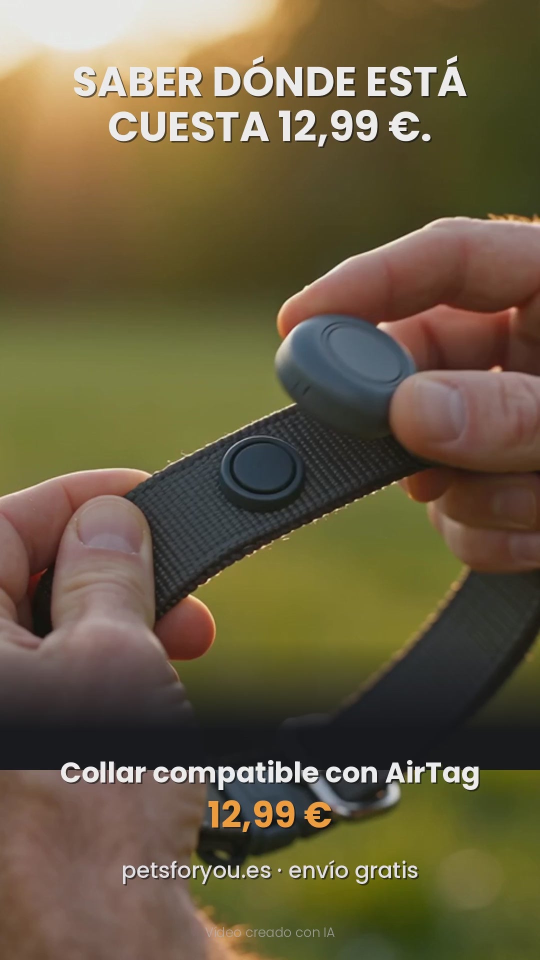 Collar ajustable para perro y gato compatible con AirTag, vídeo del producto