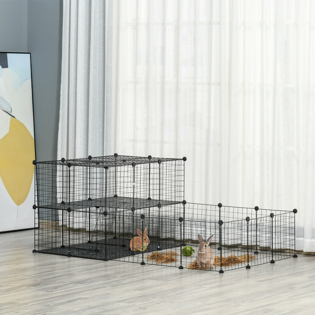 Parque modular de 2 niveles para pequeños animales, 175 cm
