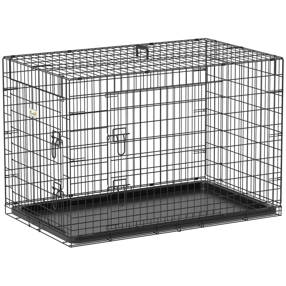 Jaula plegable de transporte para perros de acero negro