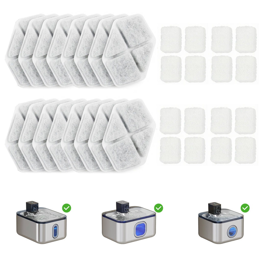 Pack de 16 filtros triples para fuentes de agua de mascotas