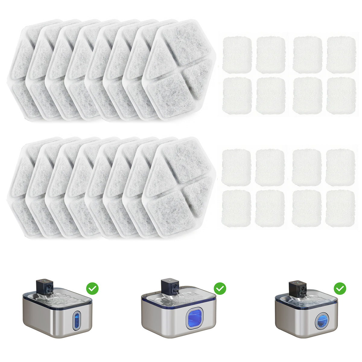 Pack de 16 filtros triples para fuentes de agua de mascotas