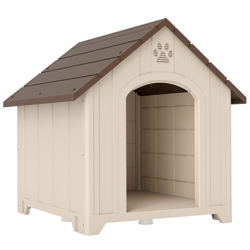 Caseta de plástico beige para perros grandes hasta 30 kg, 88x79x89 cm
