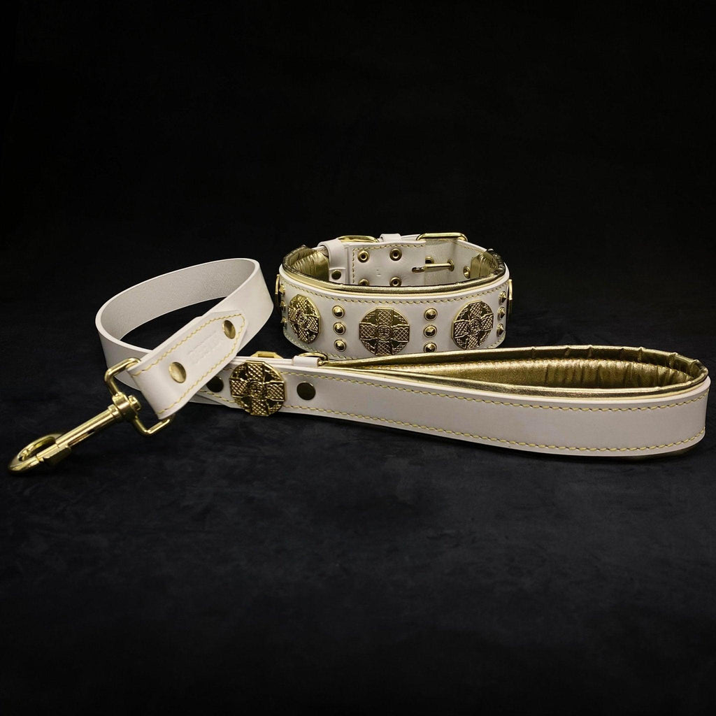 Collar Bestia Maximus blanco y dorado para perros grandes, foto 2 de 4