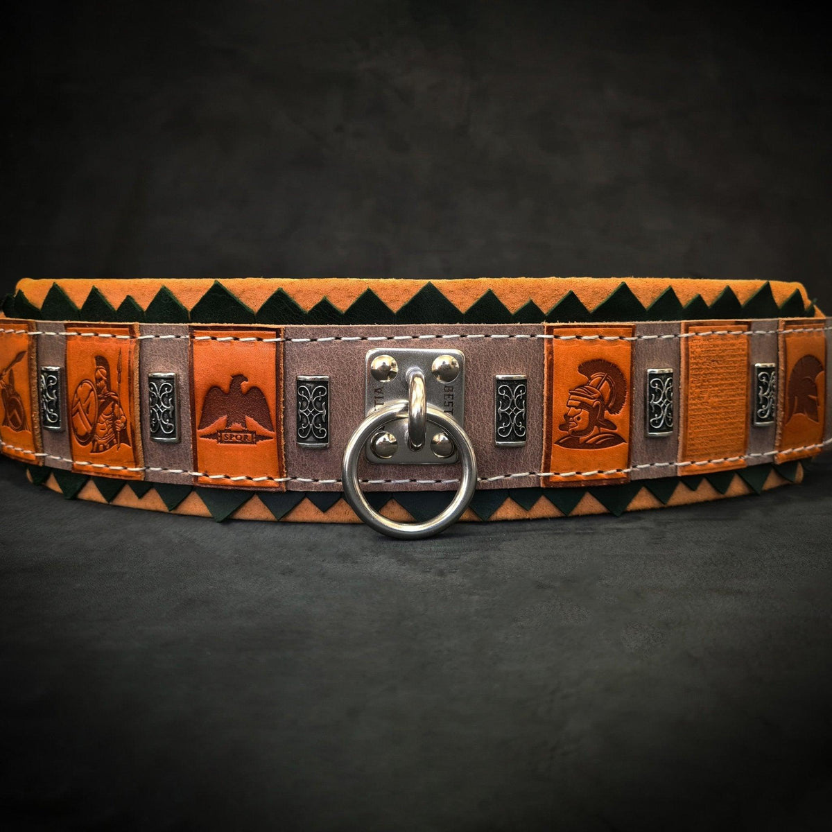 Collar Bestia SPQR de cuero para perros, de M · cuello 42,5–52,5 cm a XXL · cuello 65–75 cm