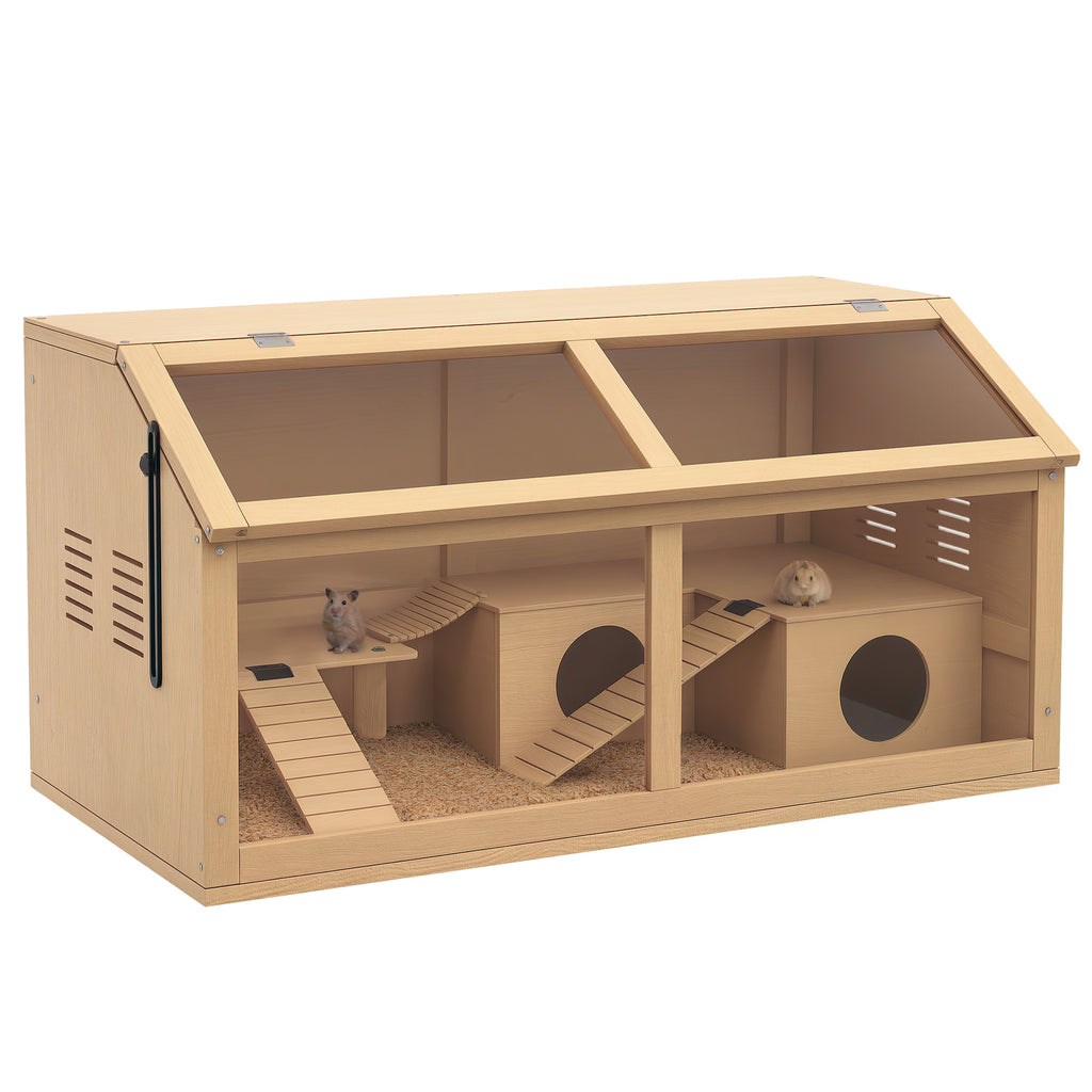 Jaula de madera para hámster con cabaña y escaleras, 85 x 45 x 44 cm