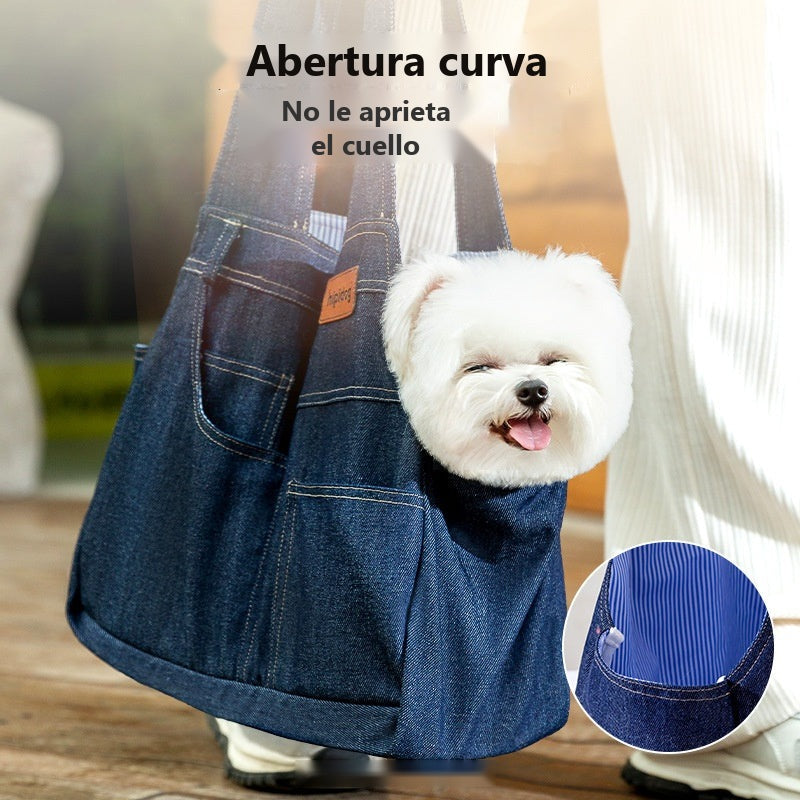 Mochila bandolera vaquera para perros y gatos - foto 2