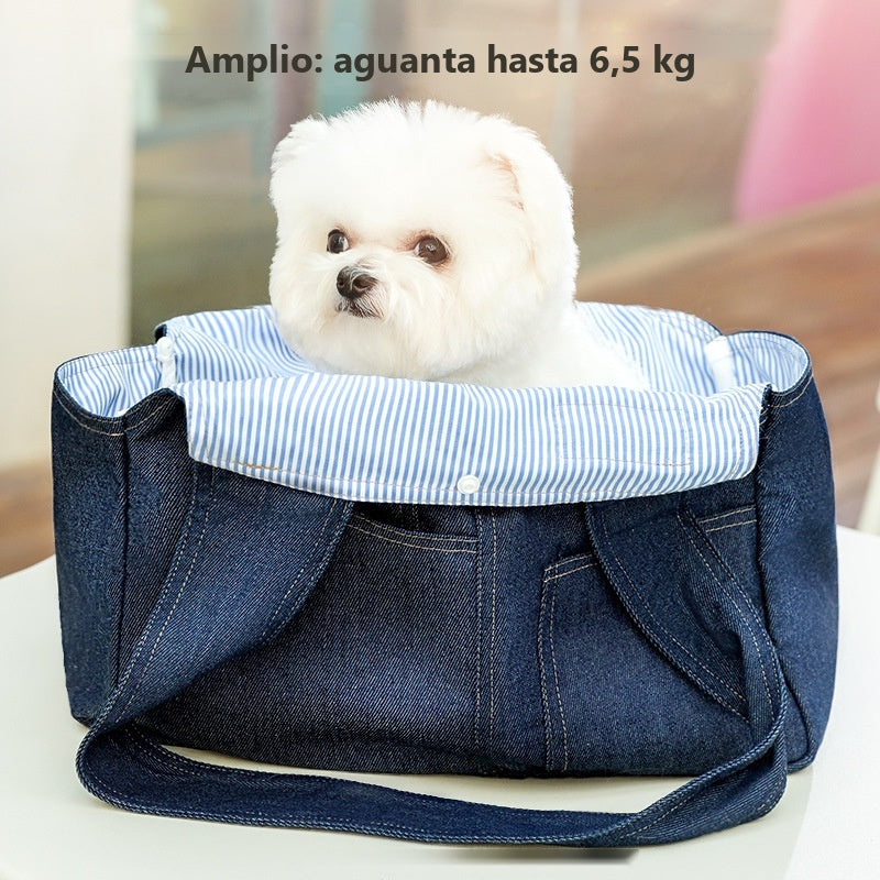Mochila bandolera vaquera para perros y gatos - foto 3