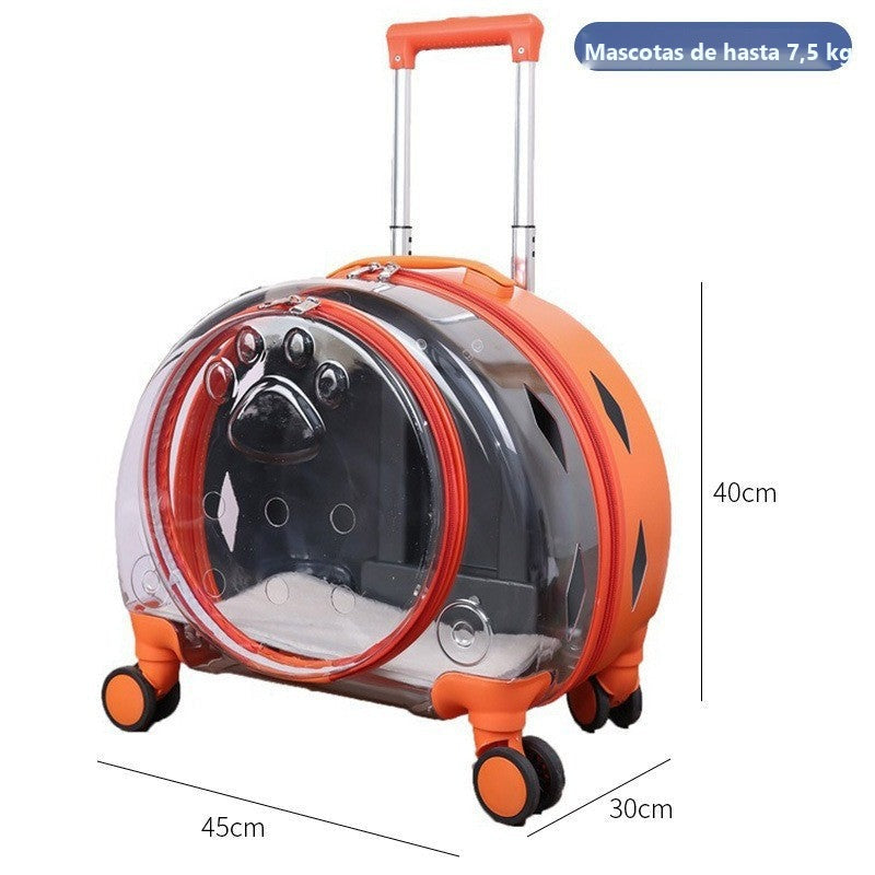 Transportín mochila transparente con ruedas para perros y gatos - foto 15