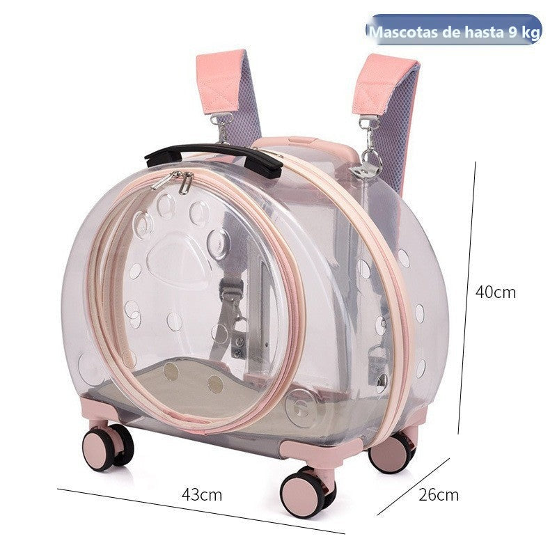 Transportín mochila transparente con ruedas para perros y gatos - foto 19