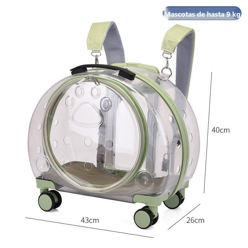 Transportín mochila transparente con ruedas para perros y gatos - foto 20