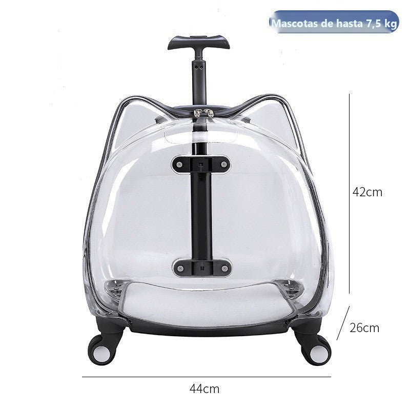 Transportín mochila transparente con ruedas para perros y gatos - foto 26