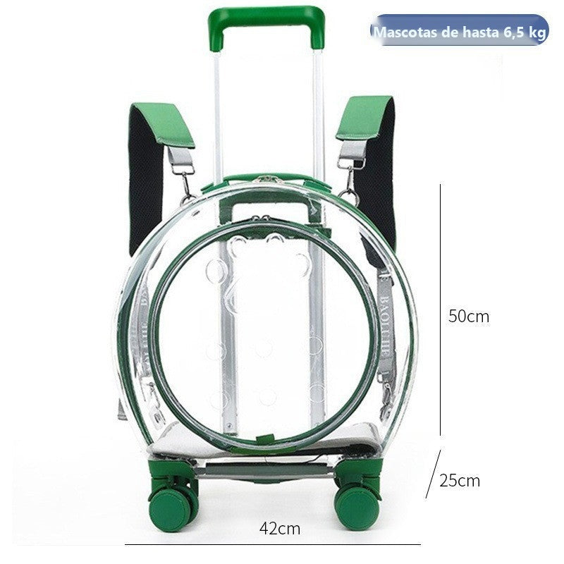 Transportín mochila transparente con ruedas para perros y gatos - foto 28