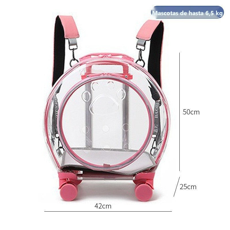Transportín mochila transparente con ruedas para perros y gatos - foto 30
