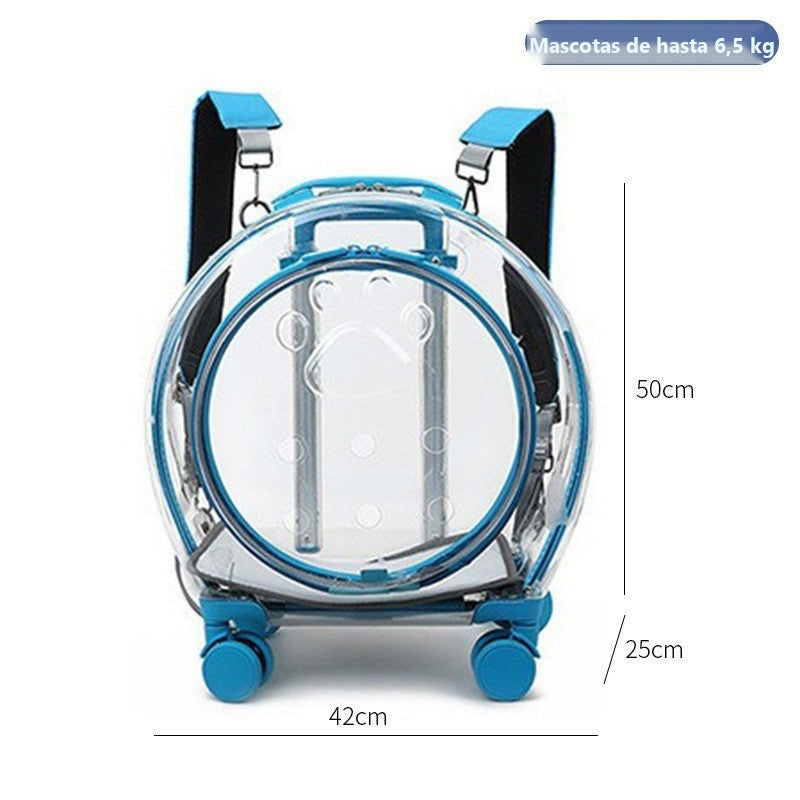 Transportín mochila transparente con ruedas para perros y gatos - foto 31