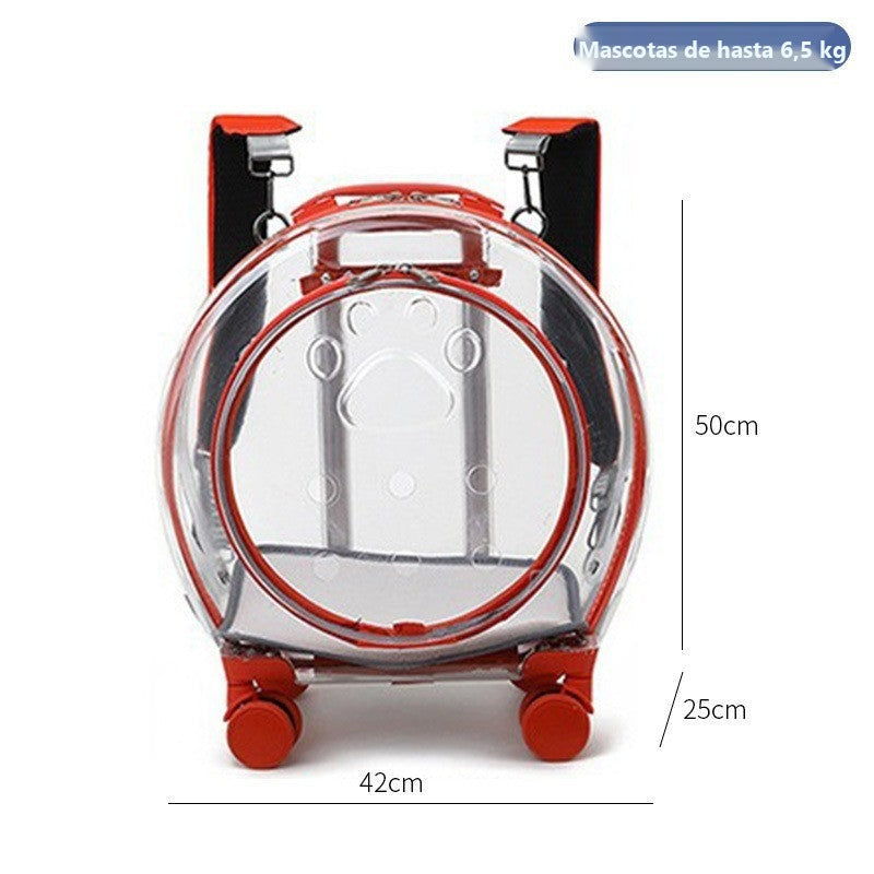 Transportín mochila transparente con ruedas para perros y gatos - foto 32
