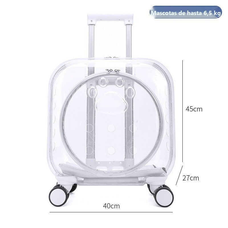 Transportín mochila transparente con ruedas para perros y gatos - foto 34