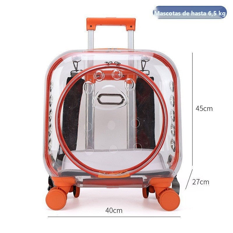 Transportín mochila transparente con ruedas para perros y gatos - foto 36