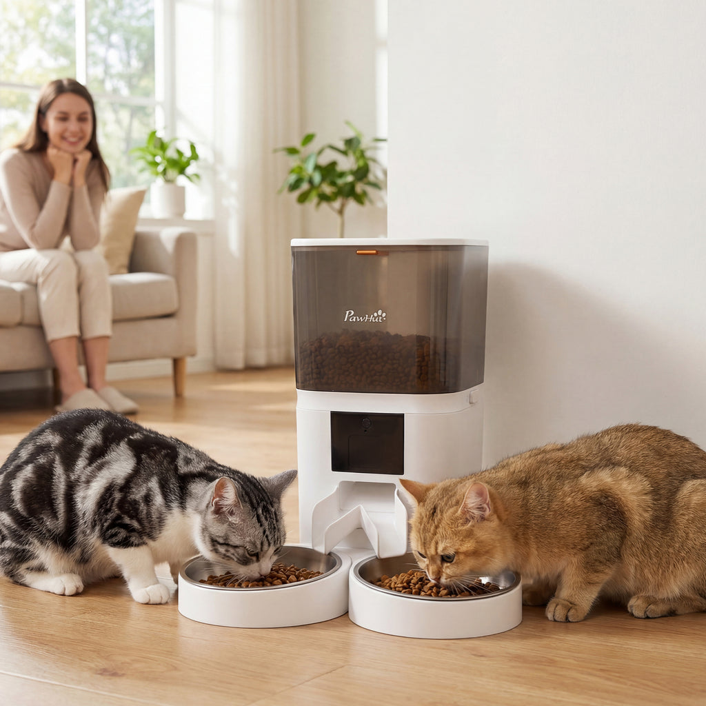Comedero automático para gatos de 6 l con doble cuenco y WiFi