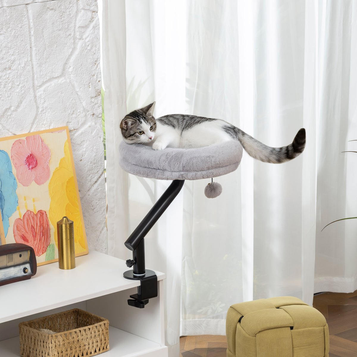 Cama de escritorio para gatos giratoria y ajustable