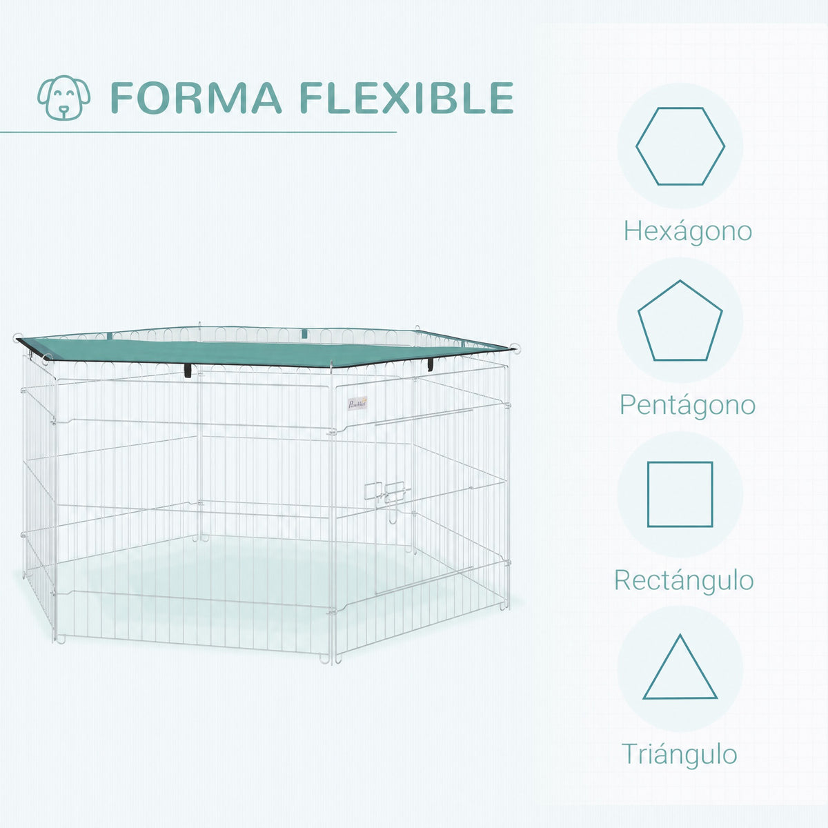 Parque plegable para perros y gatos con techo, 6 paneles