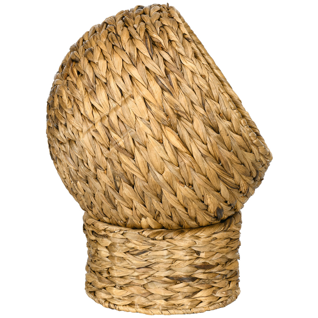Cama cueva de fibra trenzada para gatos con cojín lavable, 40 x 37 x 51 cm