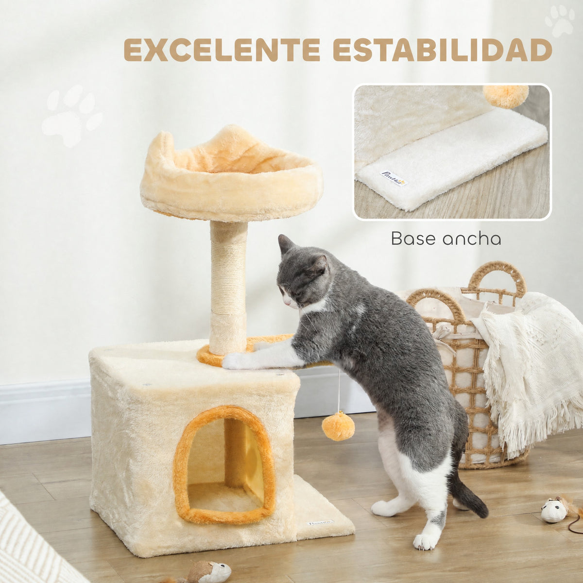 Árbol rascador para gatos de 72 cm con refugio