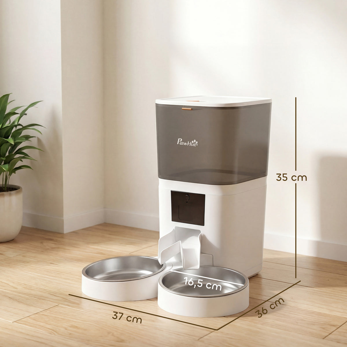 Comedero automático para gatos de 6 l con doble cuenco y WiFi